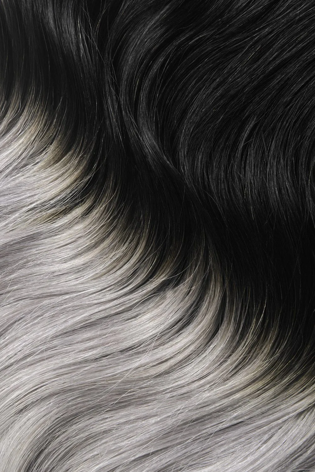 Double Wefted Full Head Remy Clip in Human Ombre Hair Extensions - Silver Black Ombre (#T1B/SG)