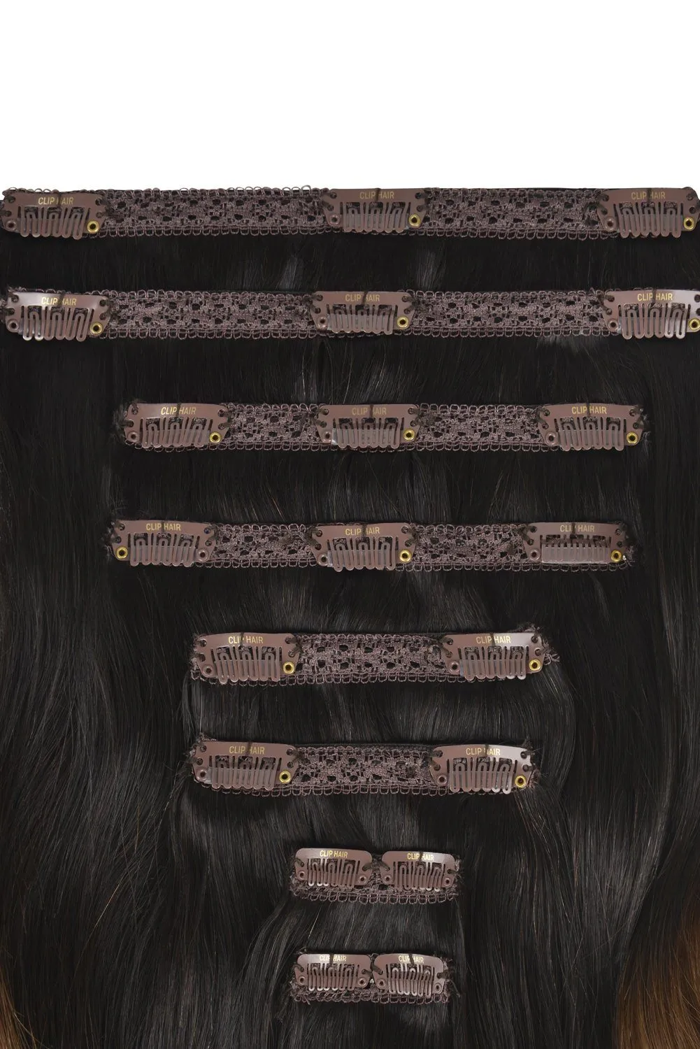 Double Wefted Full Head Remy Clip in Human Ombre Hair Extensions - (#T2/6)
