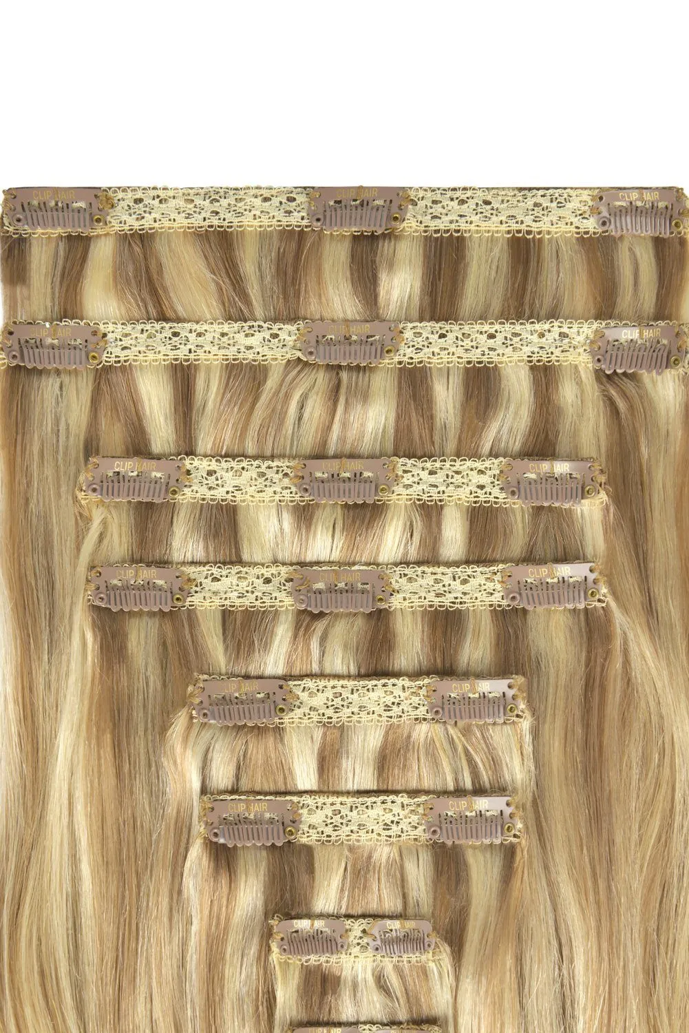 Double Wefted Full Head Remy Clip in Ombre Human Hair Extensions - (#TP18/613)