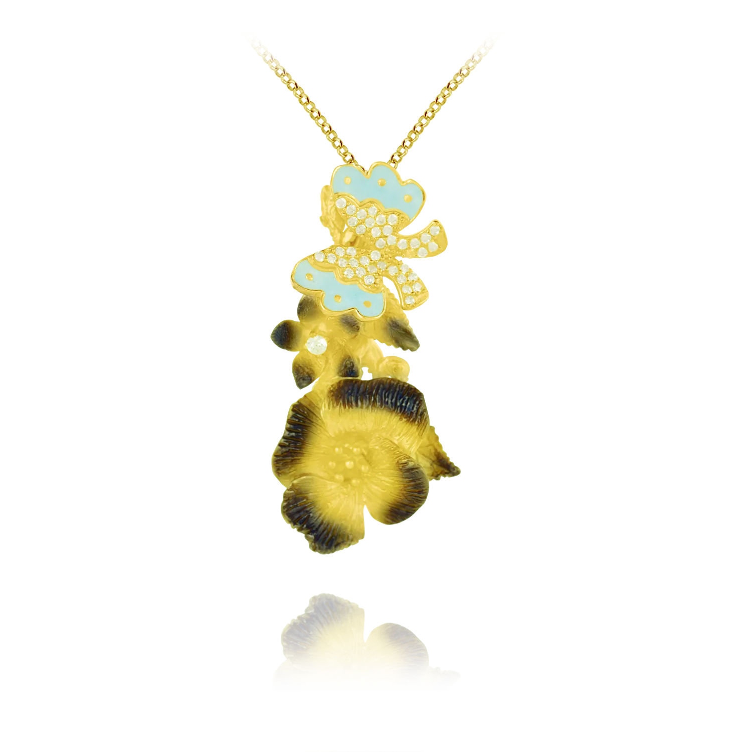 Ember Blossoms with Butterfly Pendant