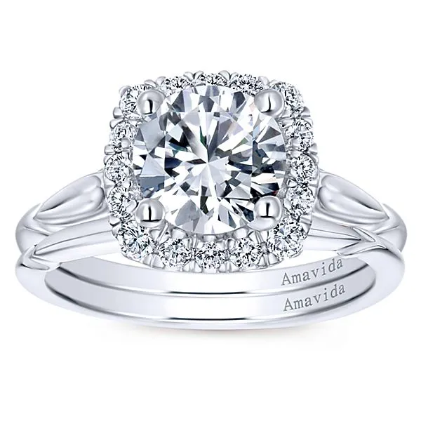 ER10517R6T83JJ/18k White/Rose Gold Round Halo Diamond Engagement Ring