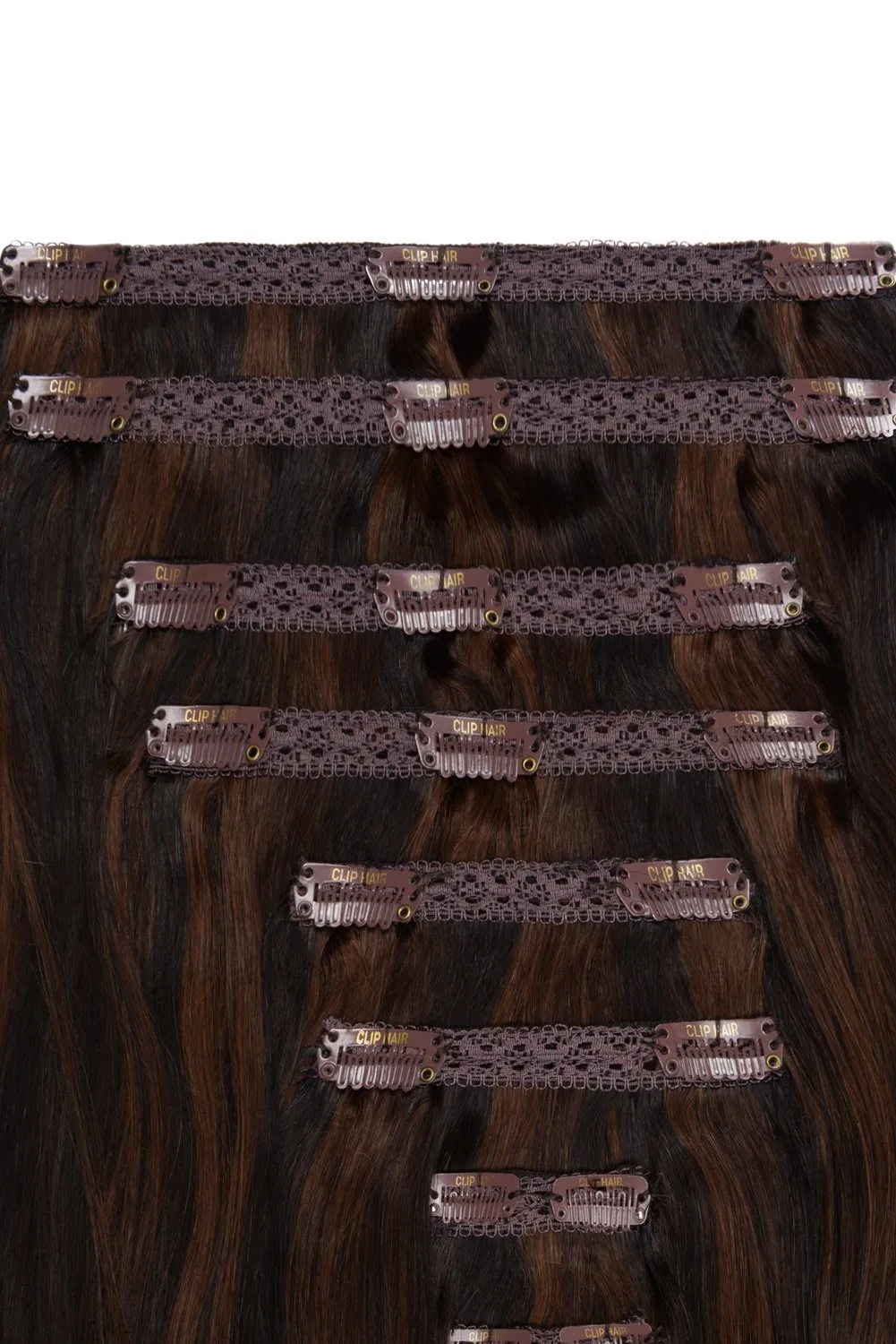 Espresso Melt (#2/4/6) Double Wefted Full Head Clip In Hair Extensions