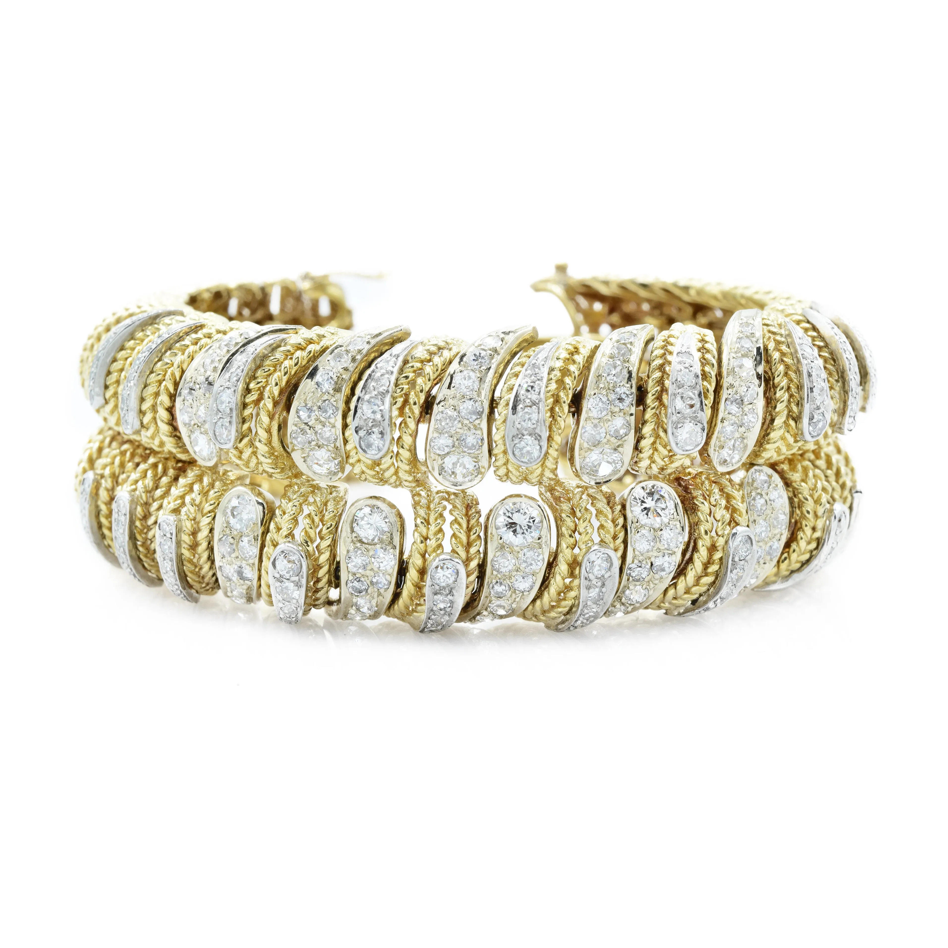 Estate 18KT Yellow Gold And Diamond Handmade Bracelet