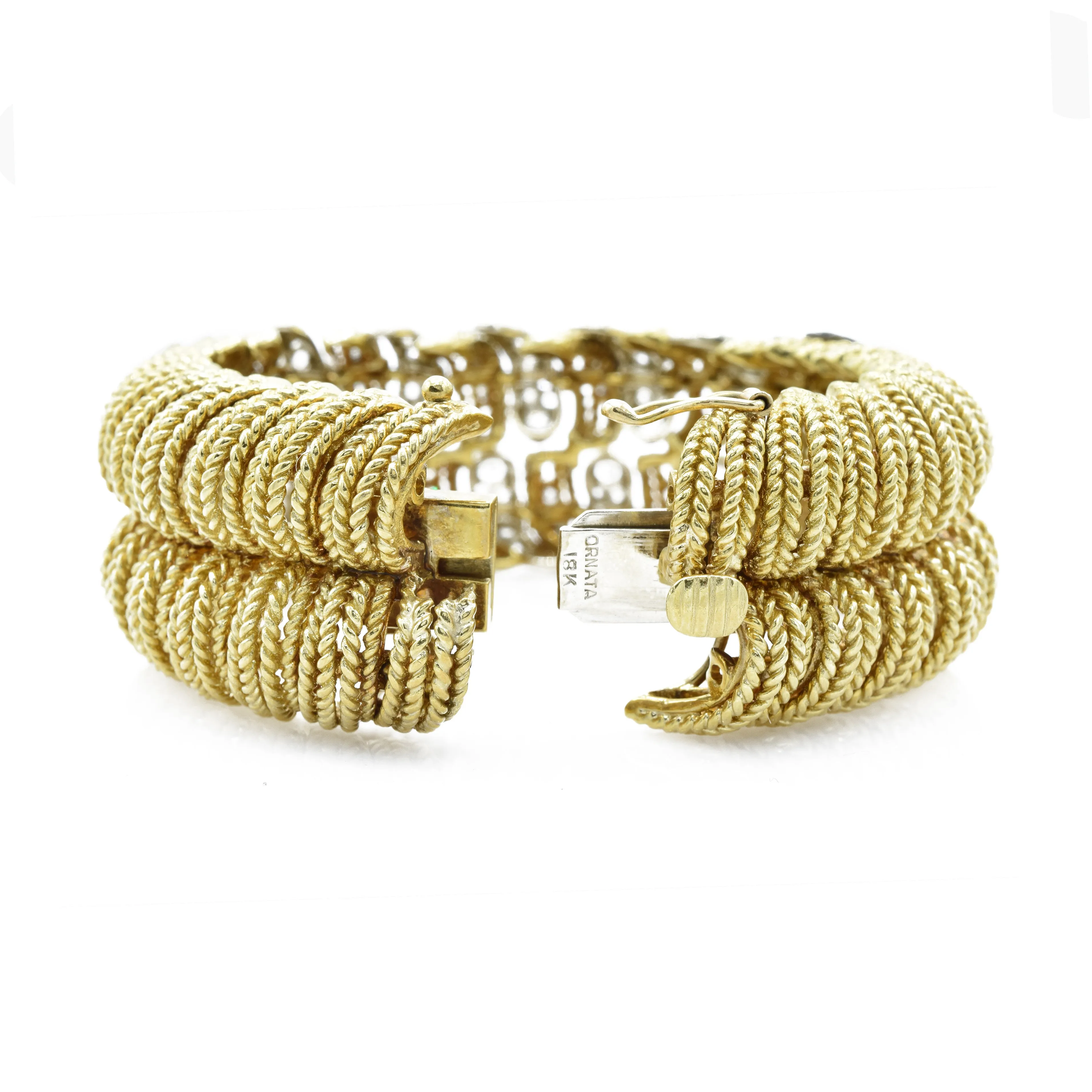 Estate 18KT Yellow Gold And Diamond Handmade Bracelet