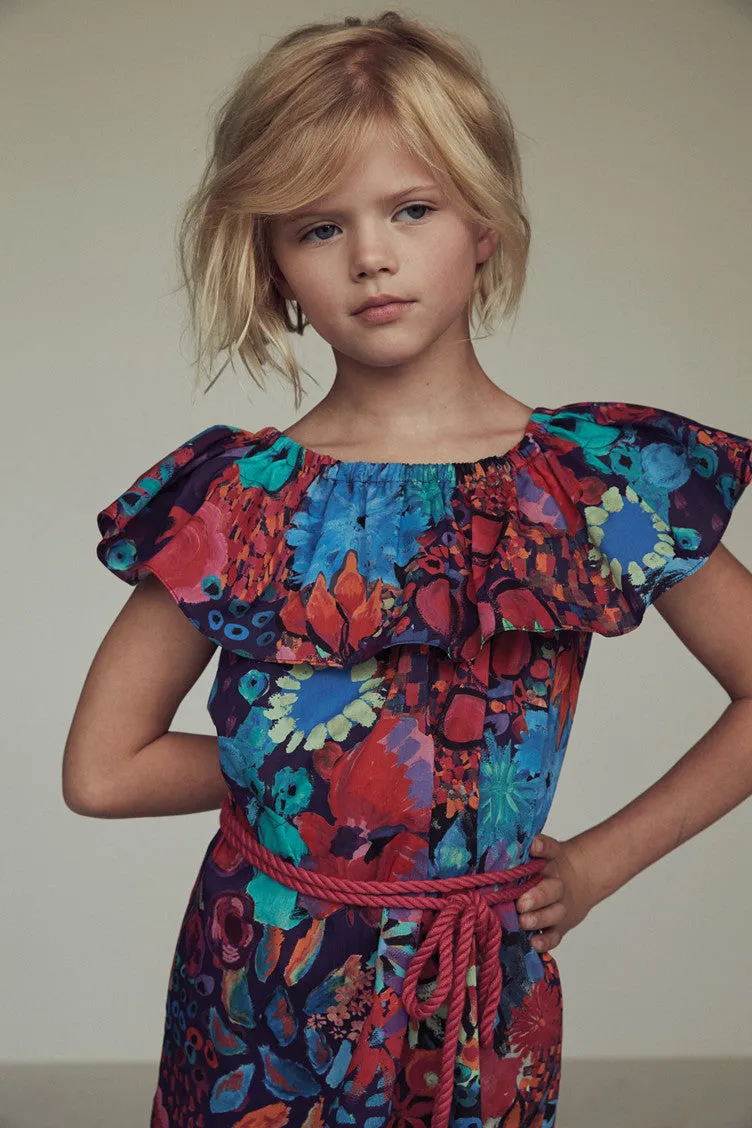 EVANGELINE DRESS IN TROPICAL FLOWERS