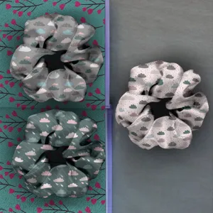 Ferosh Black- Grey Scrunchies Set of 3