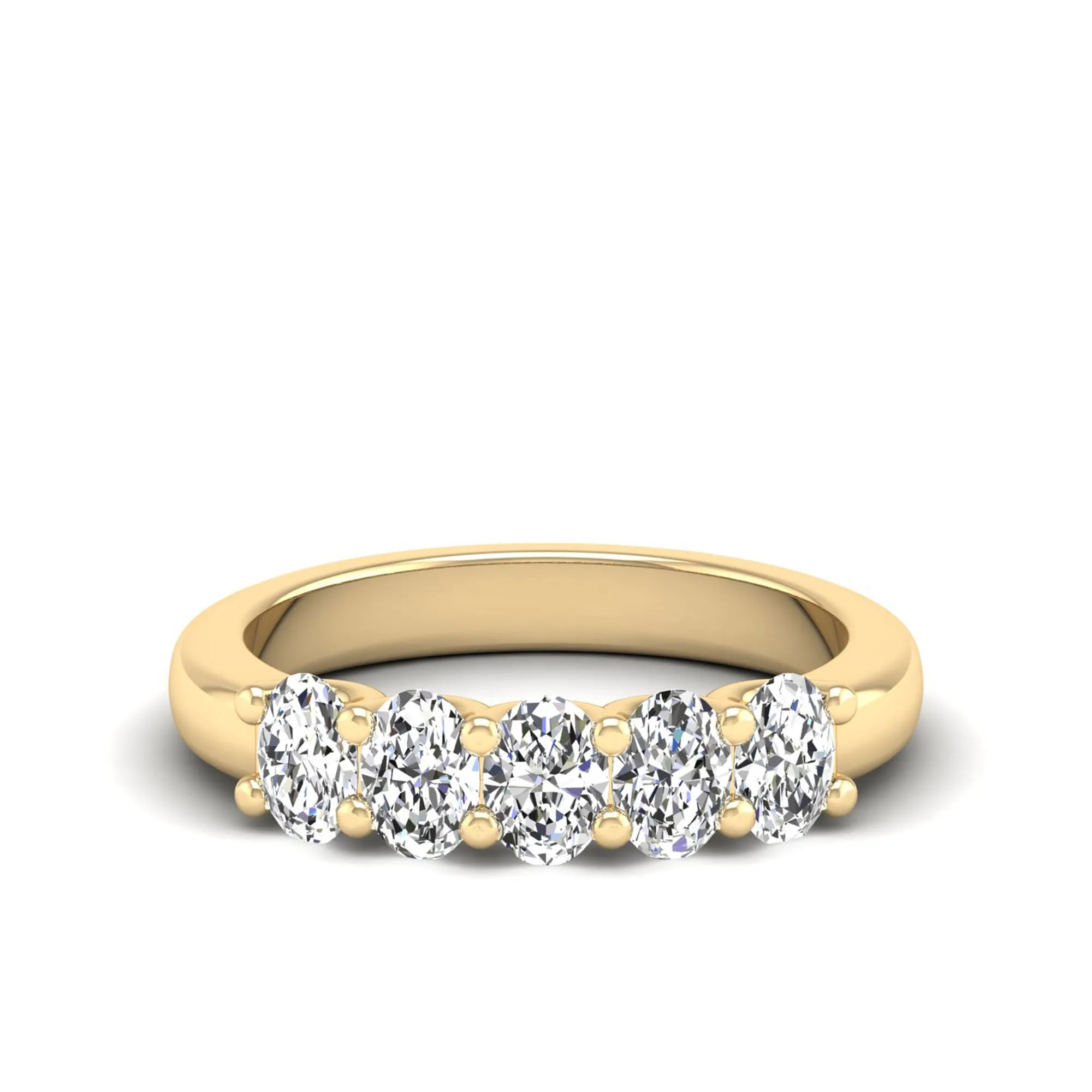 Five Stone Shared Prong Oval Lab Diamond Band