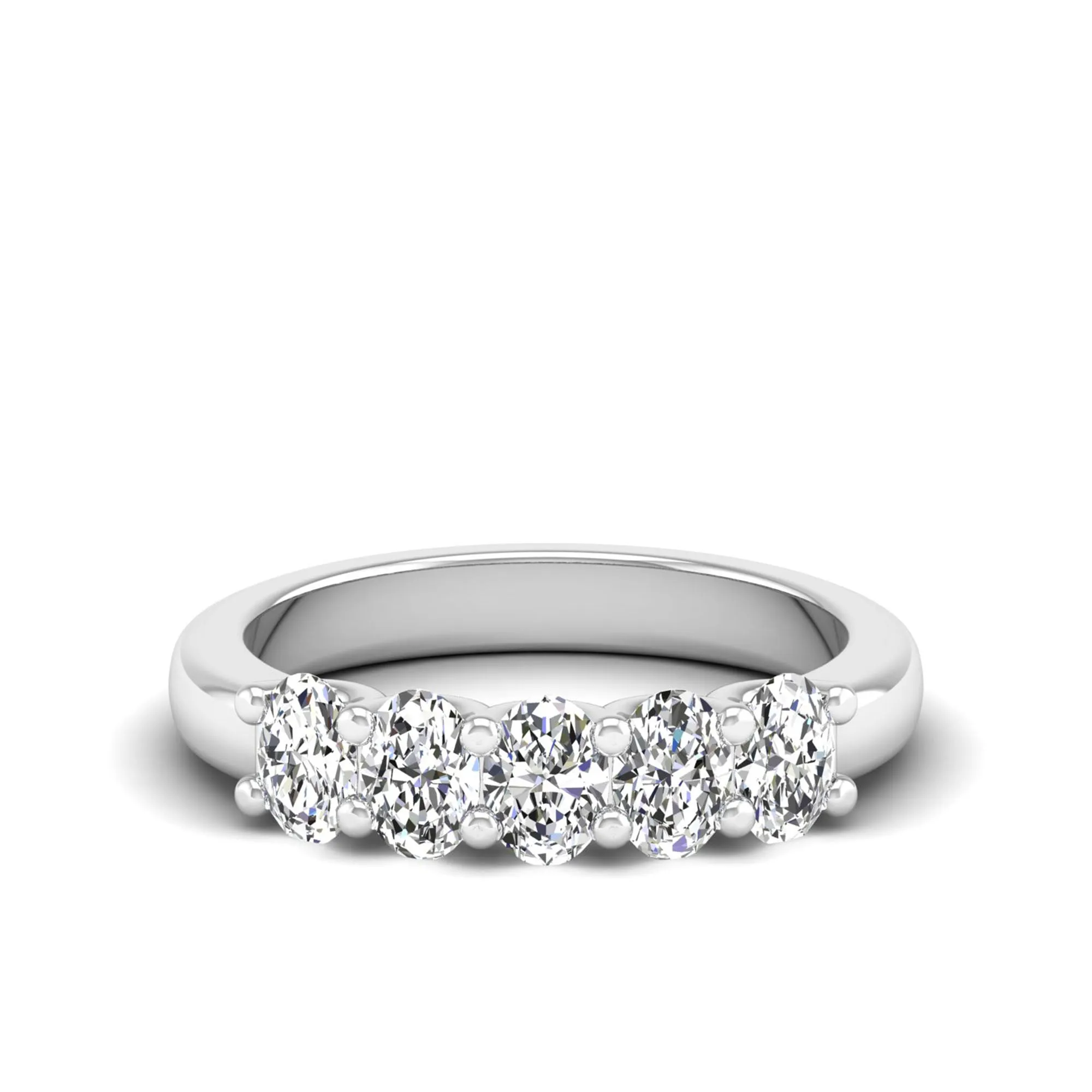 Five Stone Shared Prong Oval Lab Diamond Band