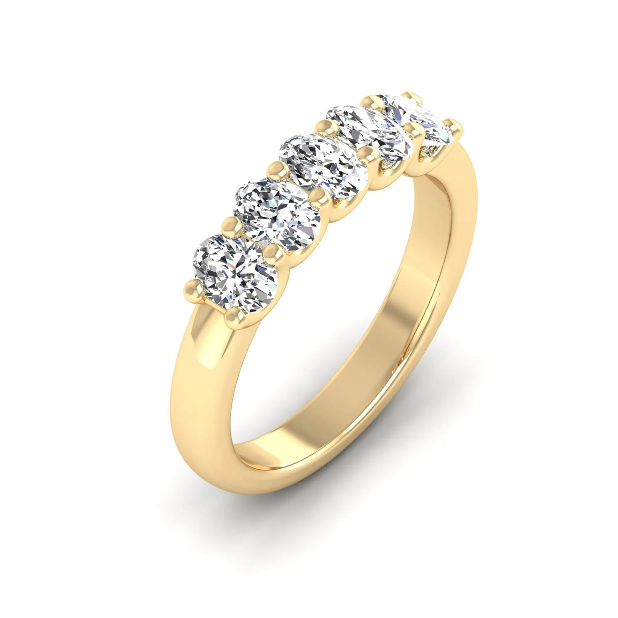 Five Stone Shared Prong Oval Lab Diamond Band