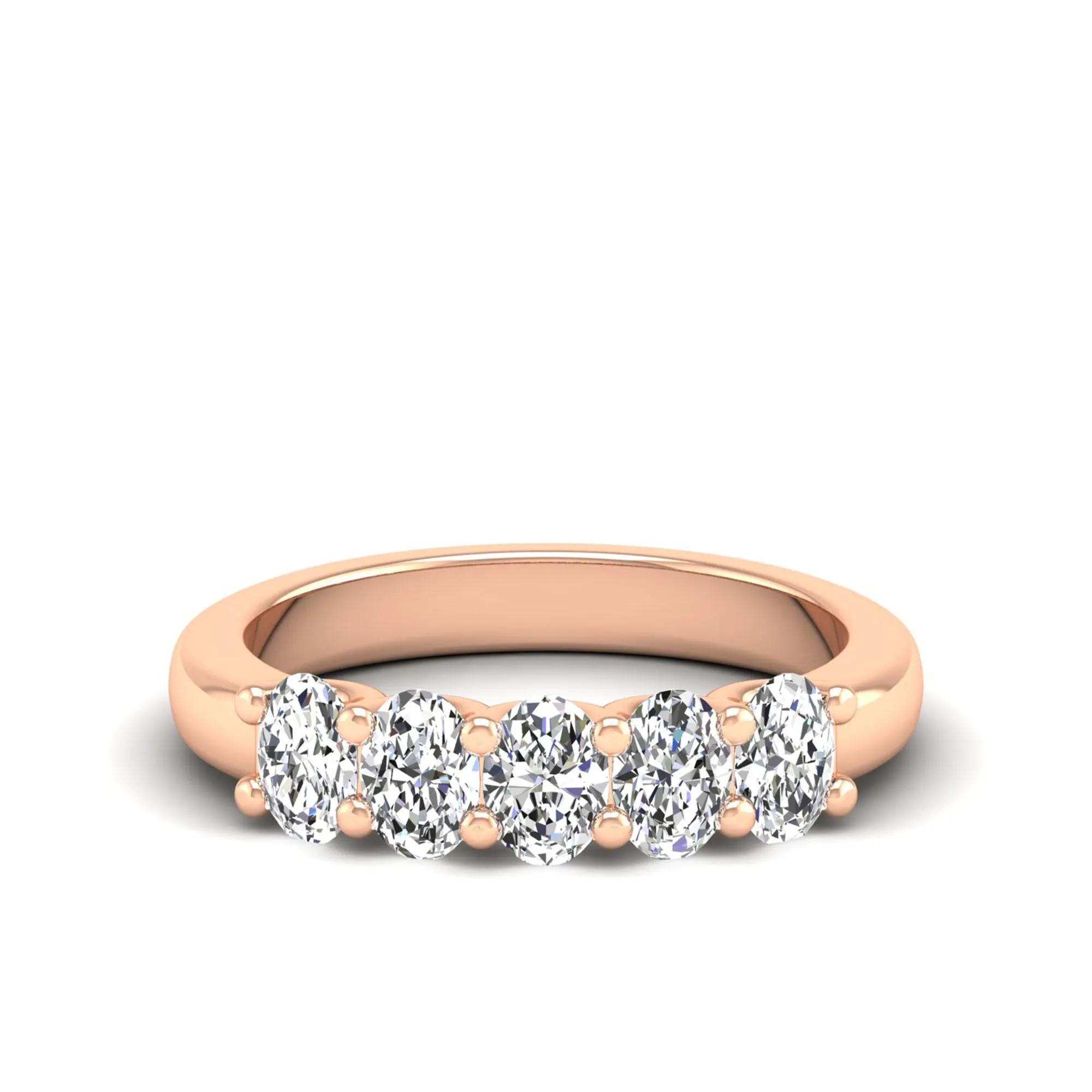 Five Stone Shared Prong Oval Lab Diamond Band