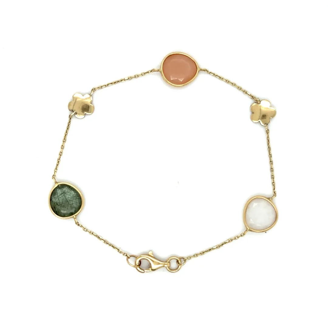 Flower & Gemstone Station Bracelet