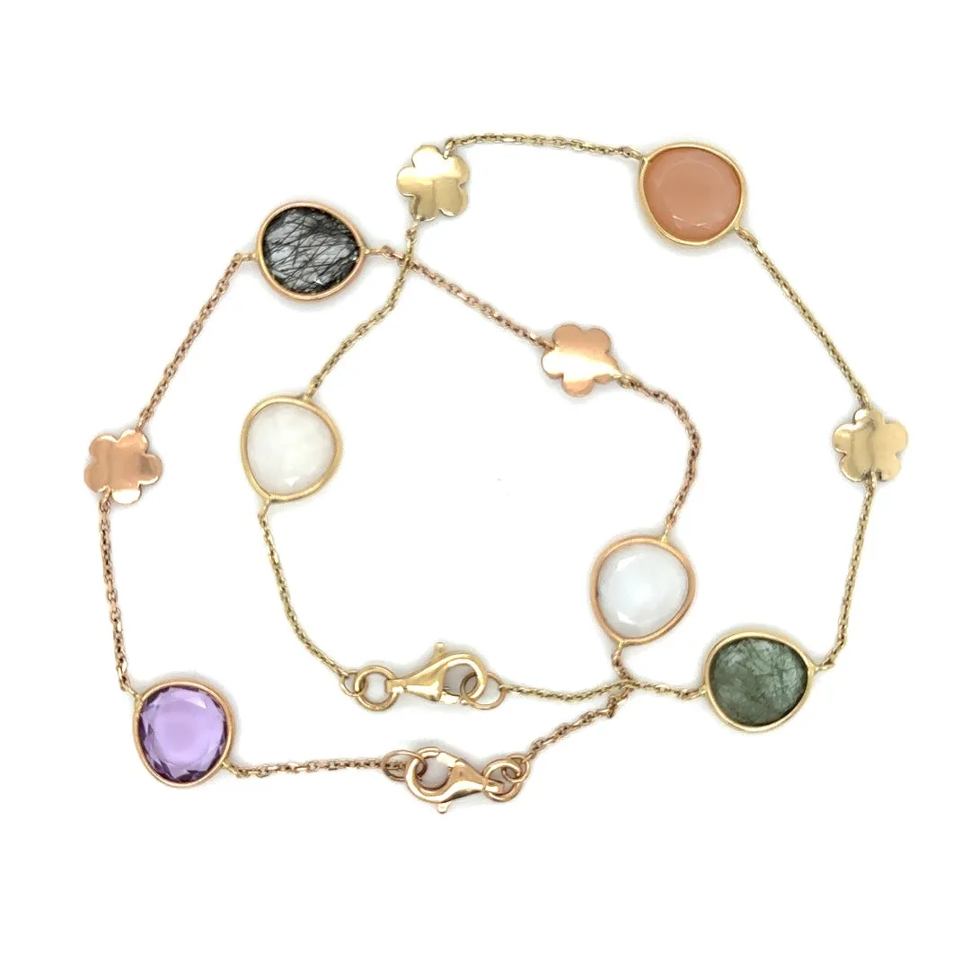 Flower & Gemstone Station Bracelet