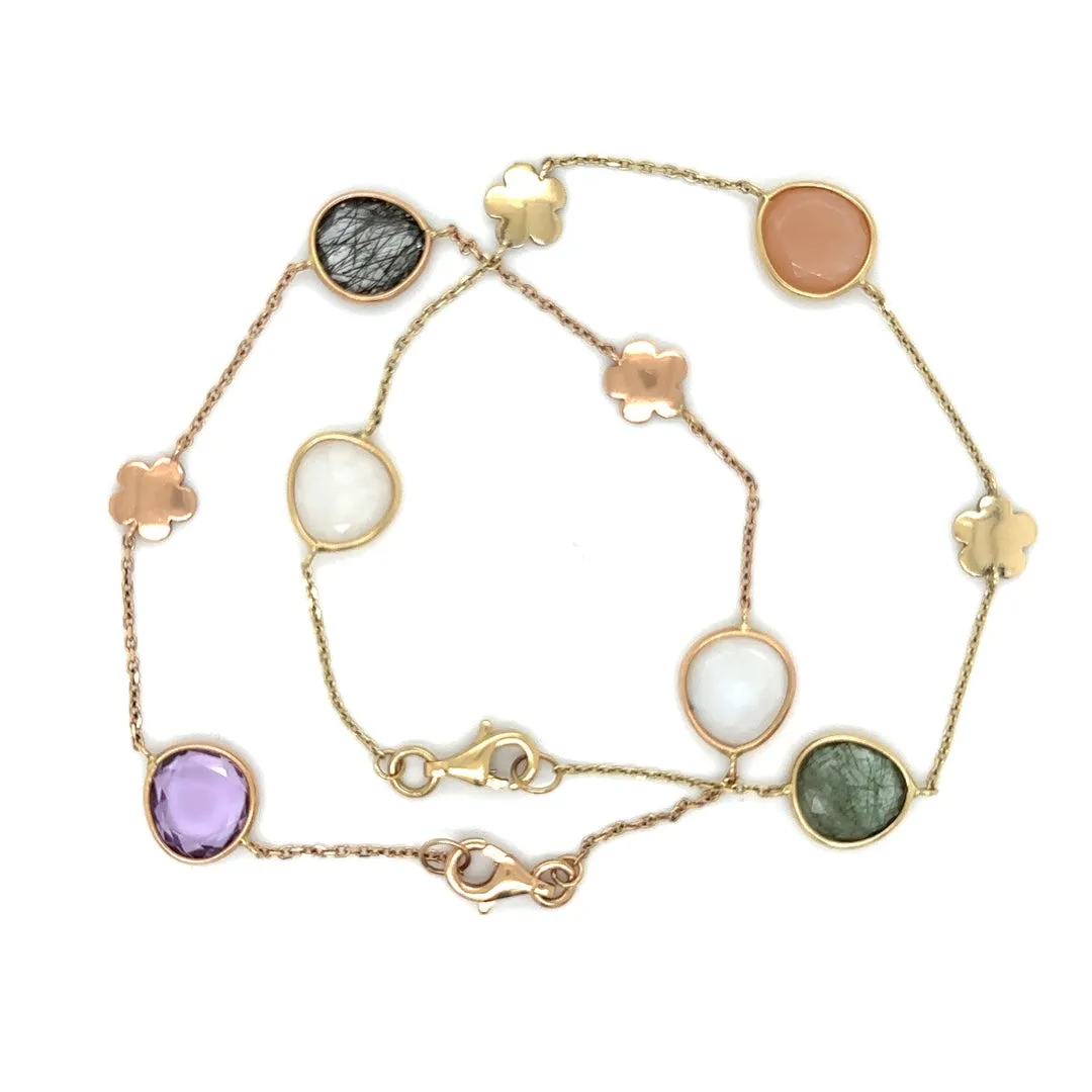 Flower & Gemstone Station Bracelet