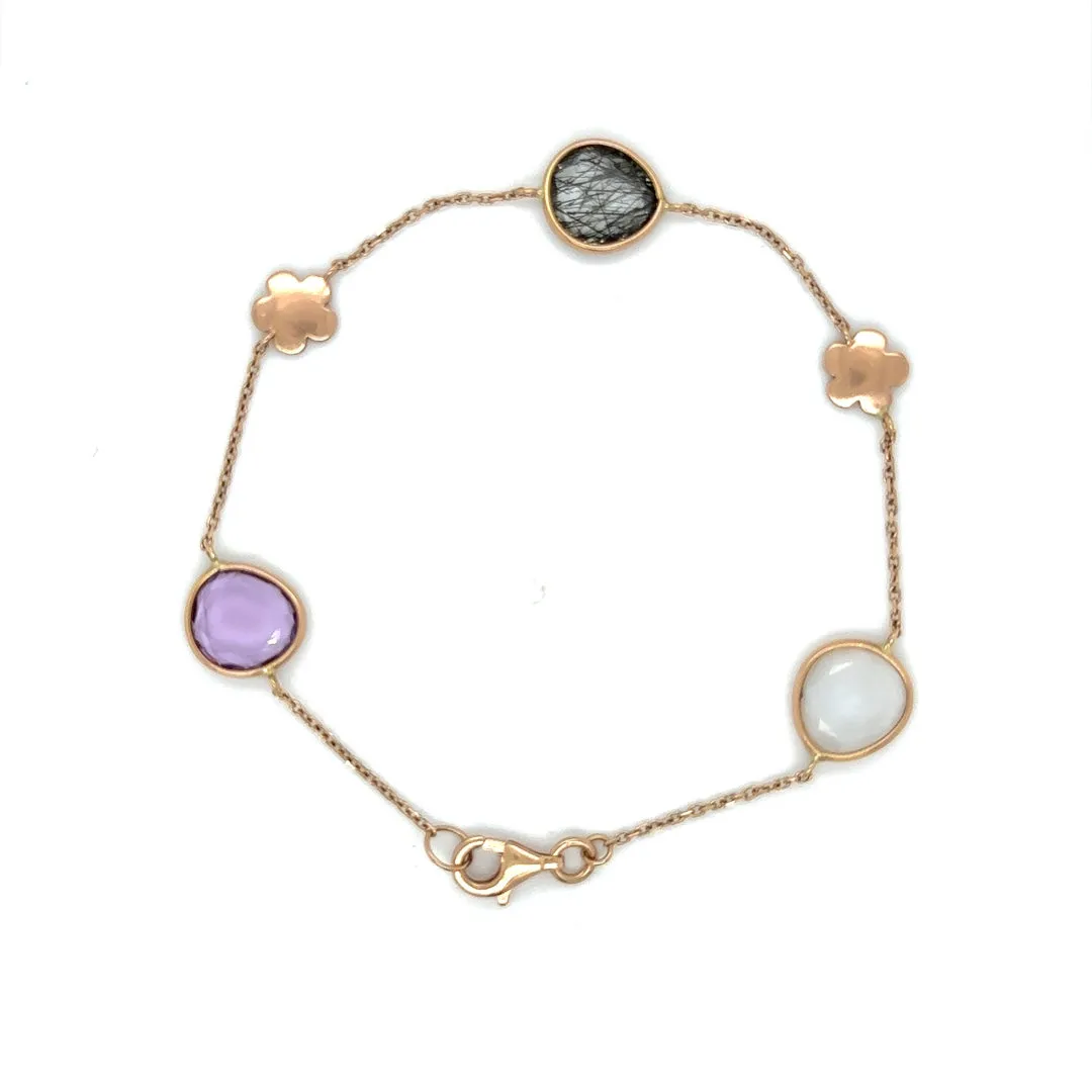 Flower & Gemstone Station Bracelet
