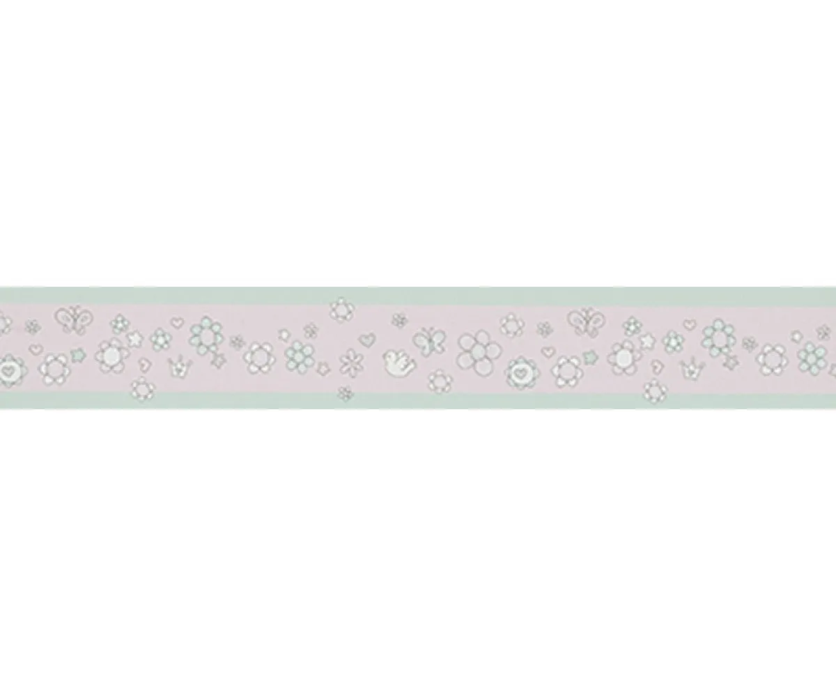 Flowers Birds Purple Turquoise 0014-05 Wallpaper Border