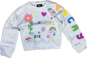 FLOWERS BY ZOE- Be Happy Sweater (misty)