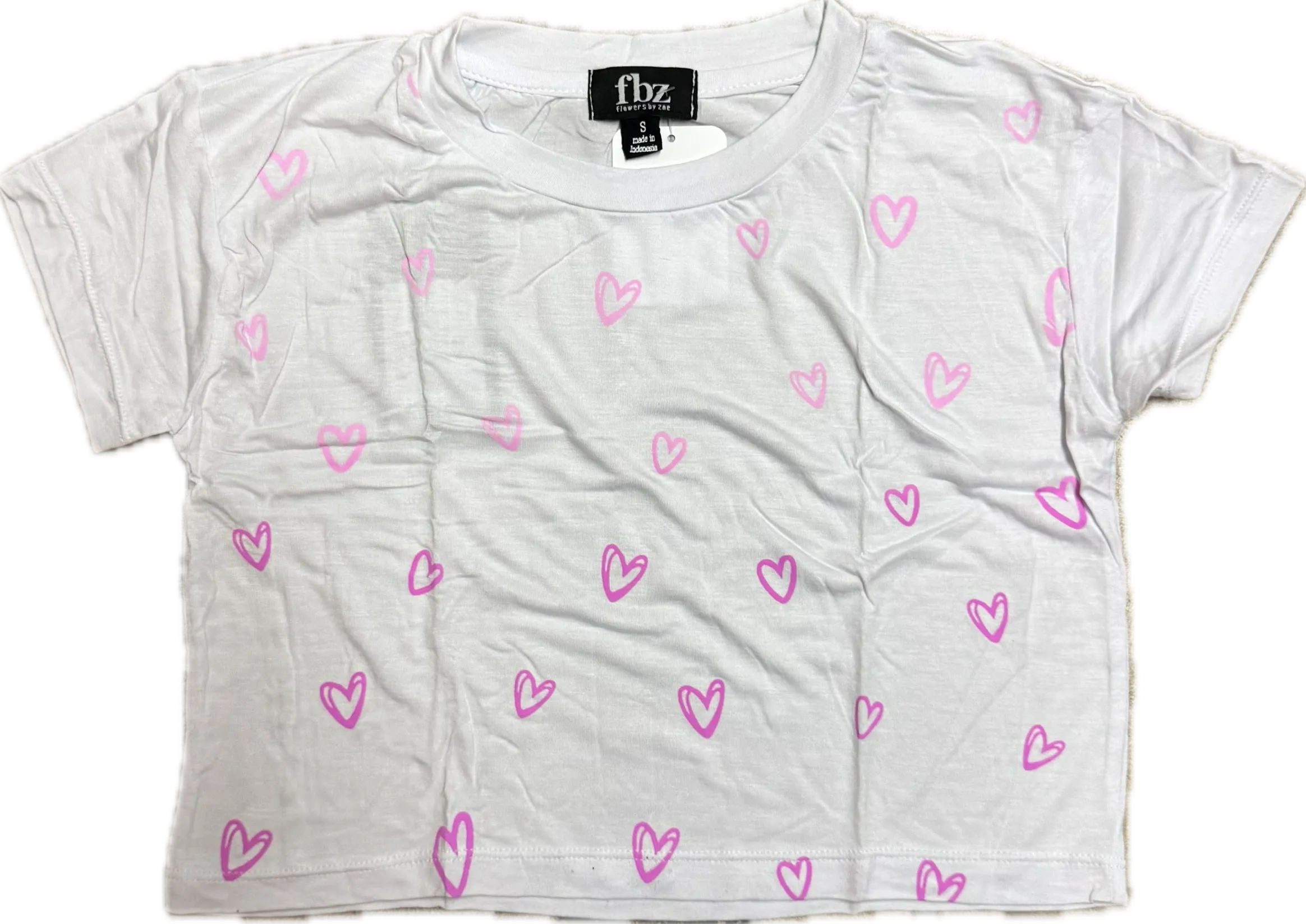 Flowers By Zoe- Pink Heart Top White