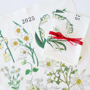 Fog Linen Calendar Towel - White Flowers