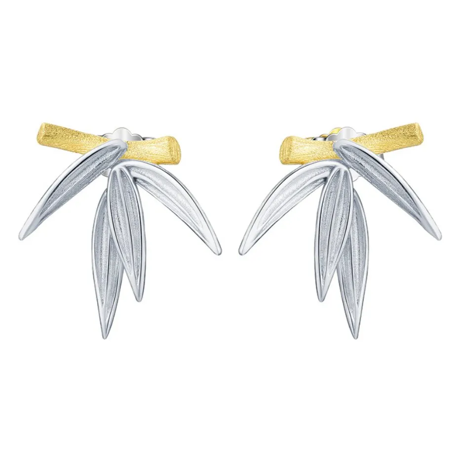 Fresh Bamboo Leaves Stud Earrings
