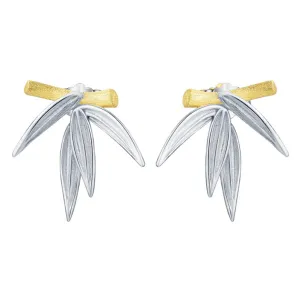 Fresh Bamboo Leaves Stud Earrings