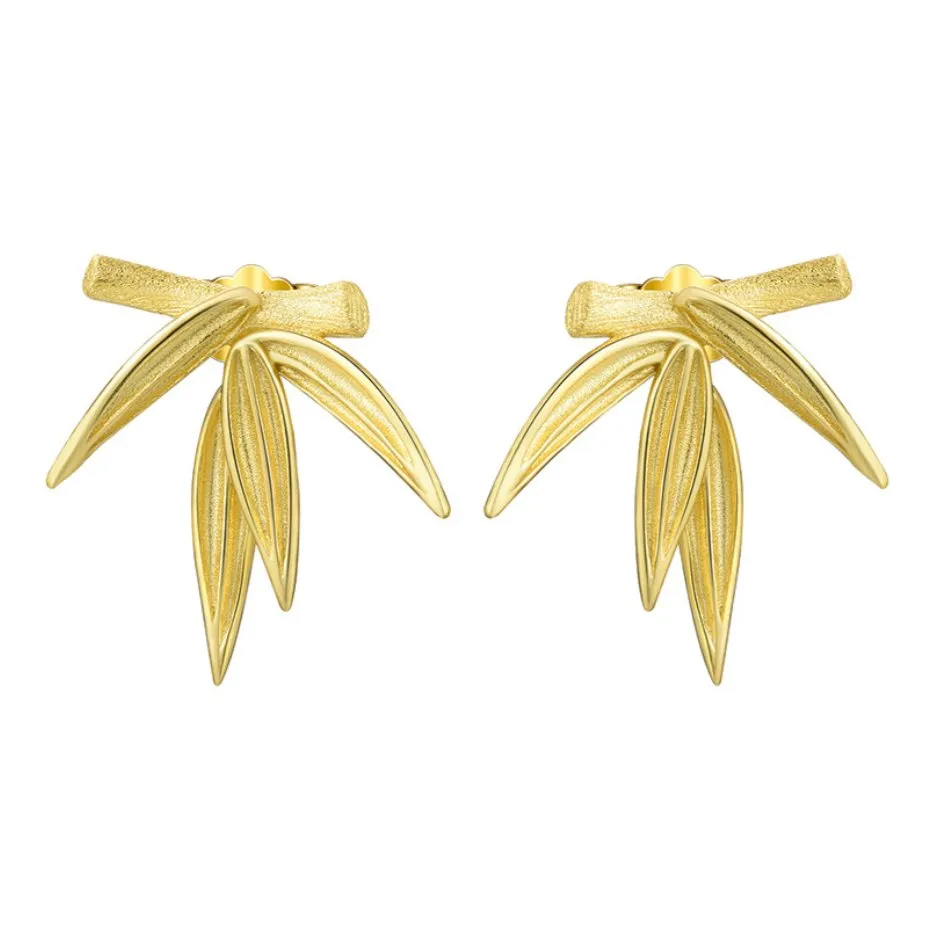 Fresh Bamboo Leaves Stud Earrings