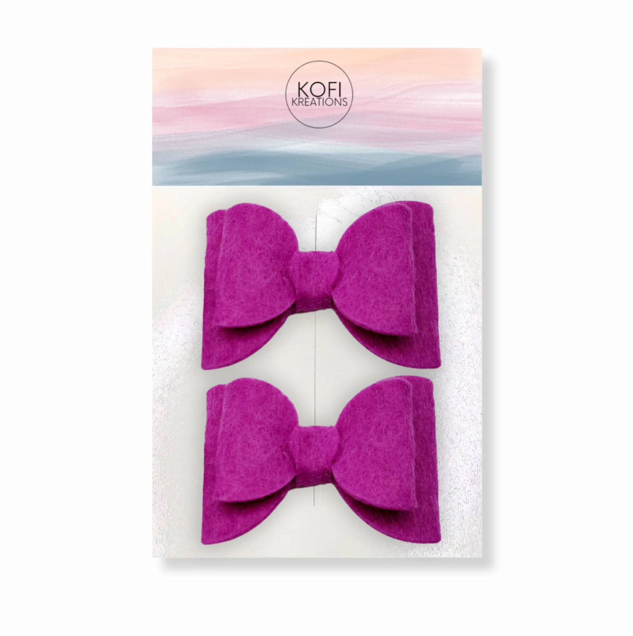 Fuchsia Felt Piggy Bows