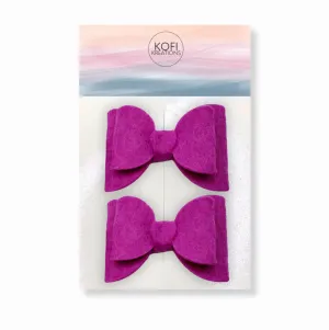 Fuchsia Felt Piggy Bows
