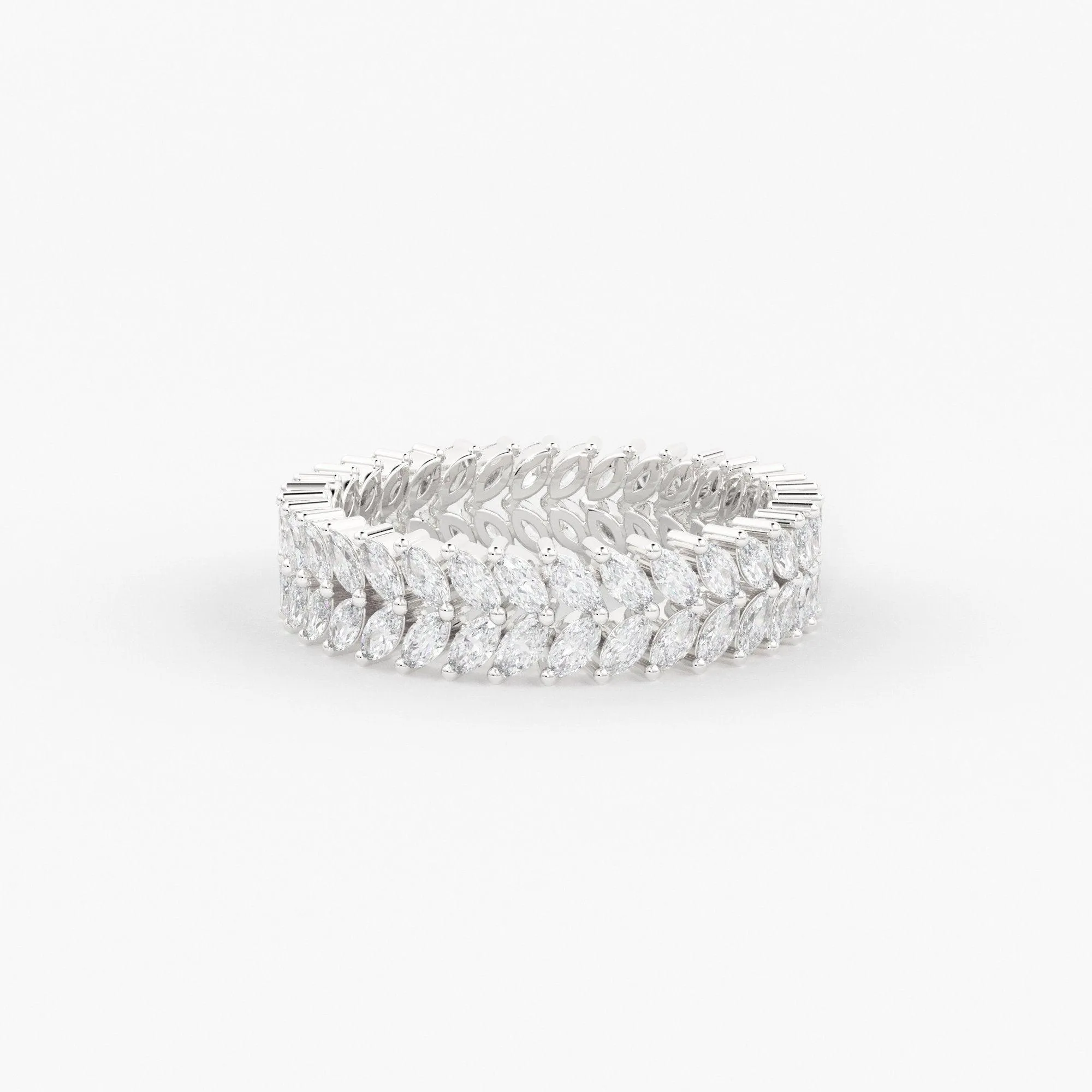 Full Eternity Marquise Diamond Ring / 14k Solid Gold Double Row Marquise Diamond Anniversary Ring / Luxury Proposal Real Diamond Ring