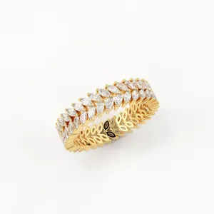 Full Eternity Marquise Diamond Ring / 14k Solid Gold Double Row Marquise Diamond Anniversary Ring / Luxury Proposal Real Diamond Ring