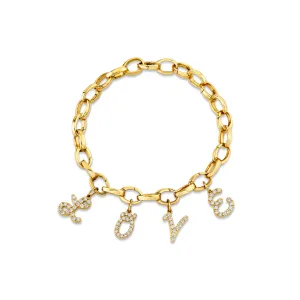 Gold & Diamond Love Initial Charm Bracelet