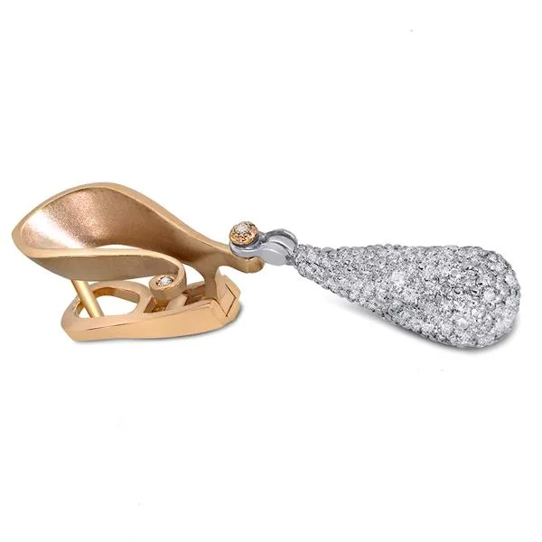 Gold Calla Drop Dangle Earrings with Silvermist Diamonds