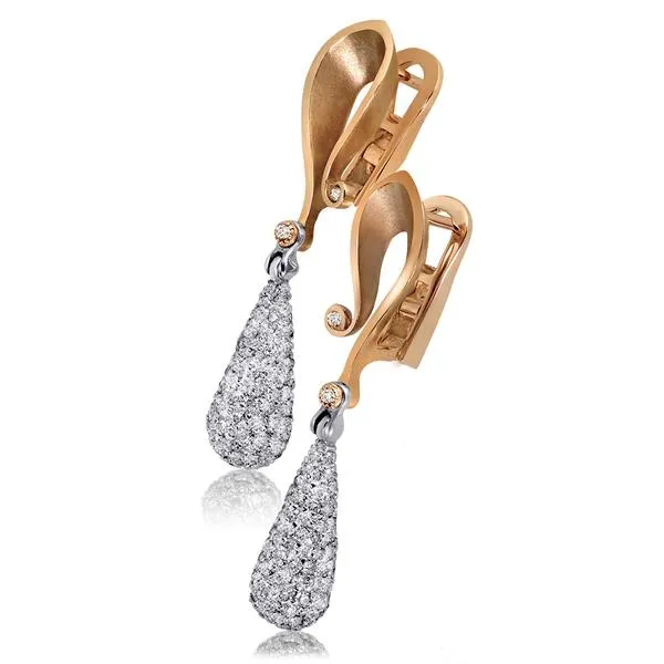 Gold Calla Drop Dangle Earrings with Silvermist Diamonds