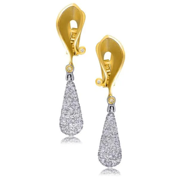 Gold Calla Drop Dangle Earrings with Silvermist Diamonds