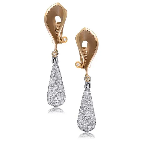 Gold Calla Drop Dangle Earrings with Silvermist Diamonds