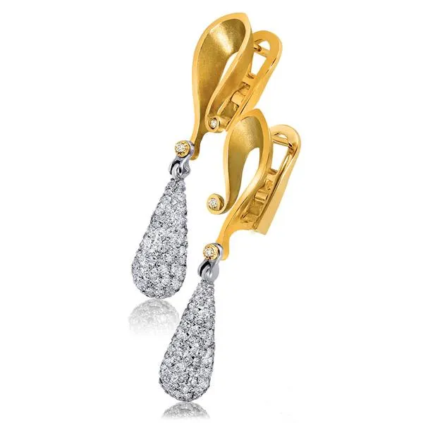 Gold Calla Drop Dangle Earrings with Silvermist Diamonds