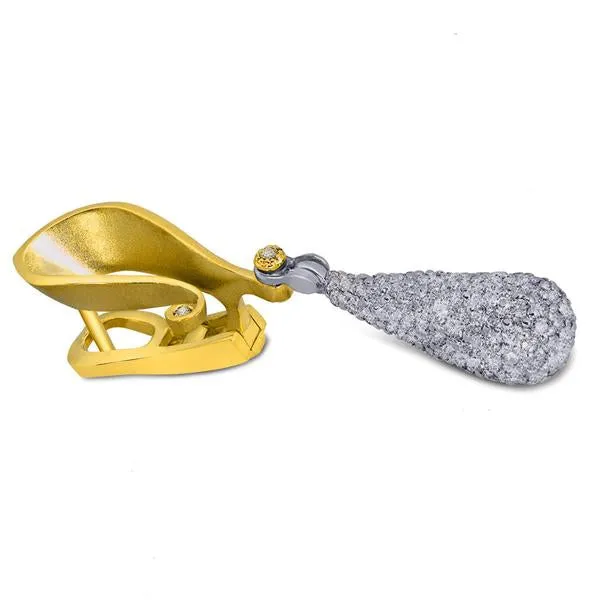 Gold Calla Drop Dangle Earrings with Silvermist Diamonds