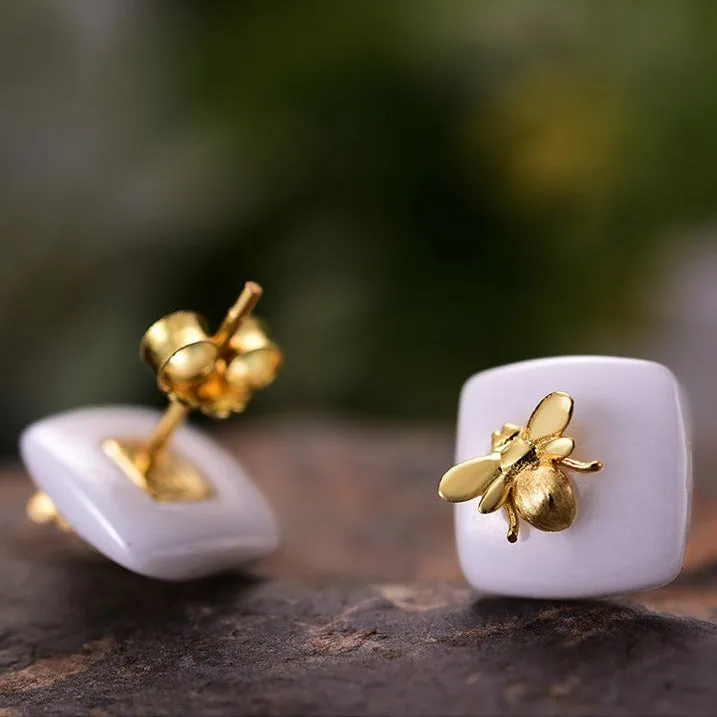 Golden Bee Stud Earrings