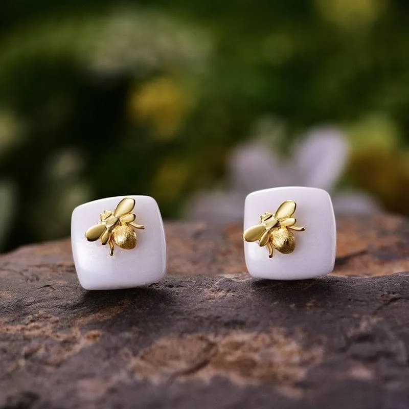 Golden Bee Stud Earrings