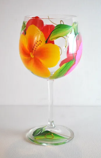 Handpainted Hibiscus Glasses