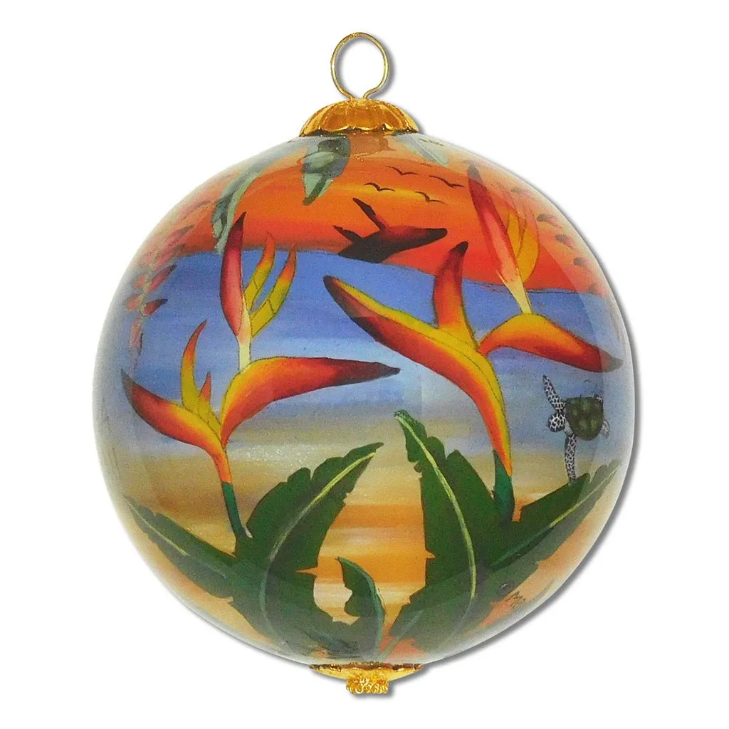 Hawaiian Heliconia Sunset Ornament