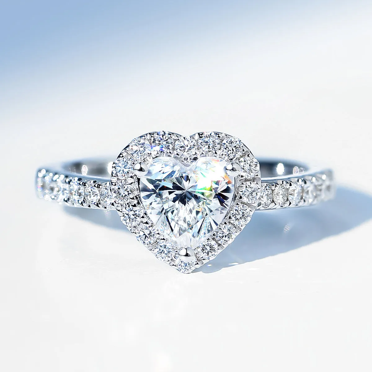 Heart Cut GIA Diamond Halo Engagement Ring