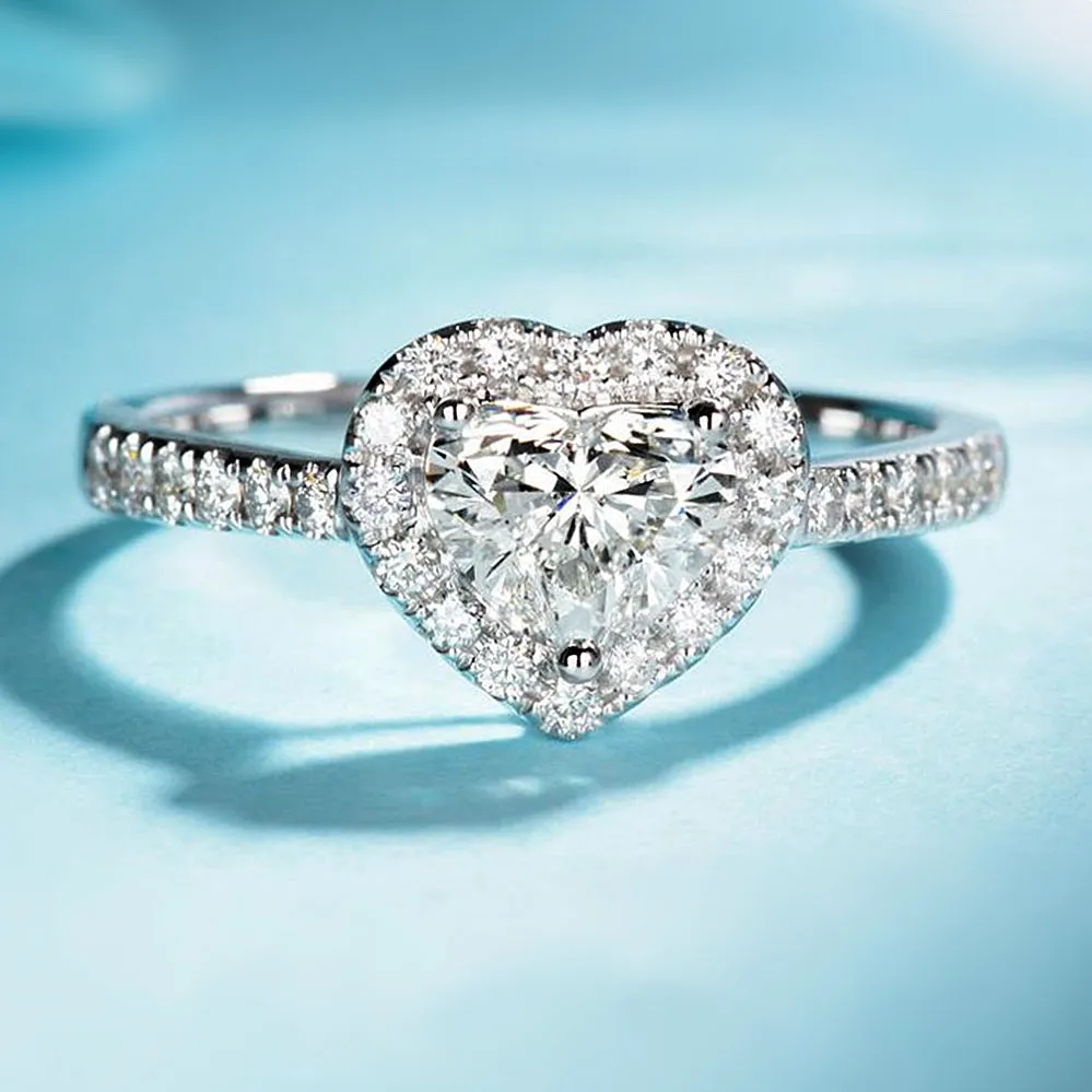 Heart Cut GIA Diamond Halo Engagement Ring