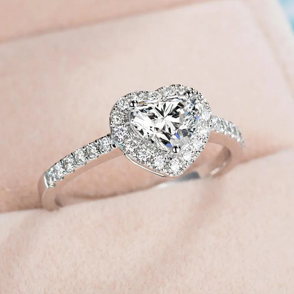 Heart Cut GIA Diamond Halo Engagement Ring