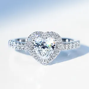 Heart Cut GIA Diamond Halo Engagement Ring