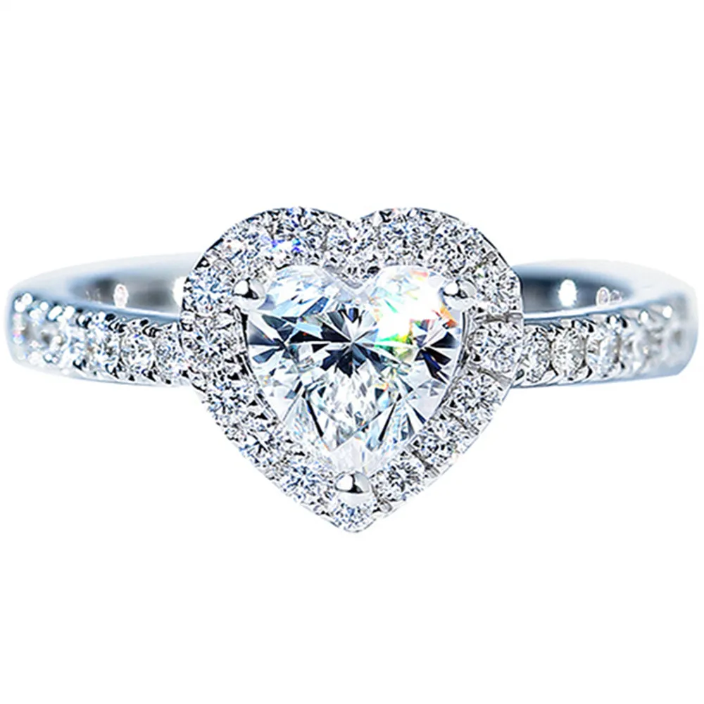 Heart Cut GIA Diamond Halo Engagement Ring