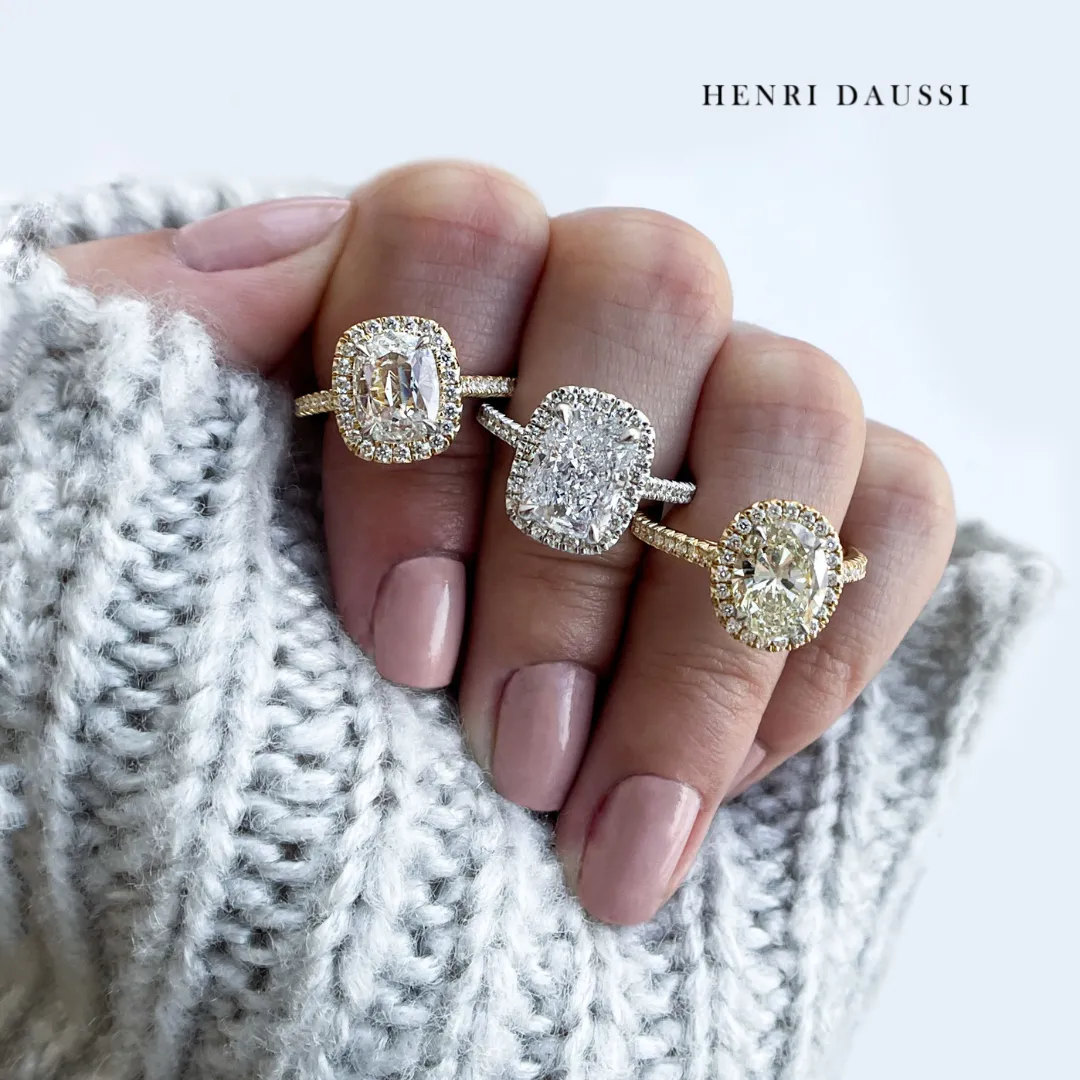 Henri Daussi 2.20ct tw GIA Certified Cushion Cut with Halo Diamond Engagement Ring