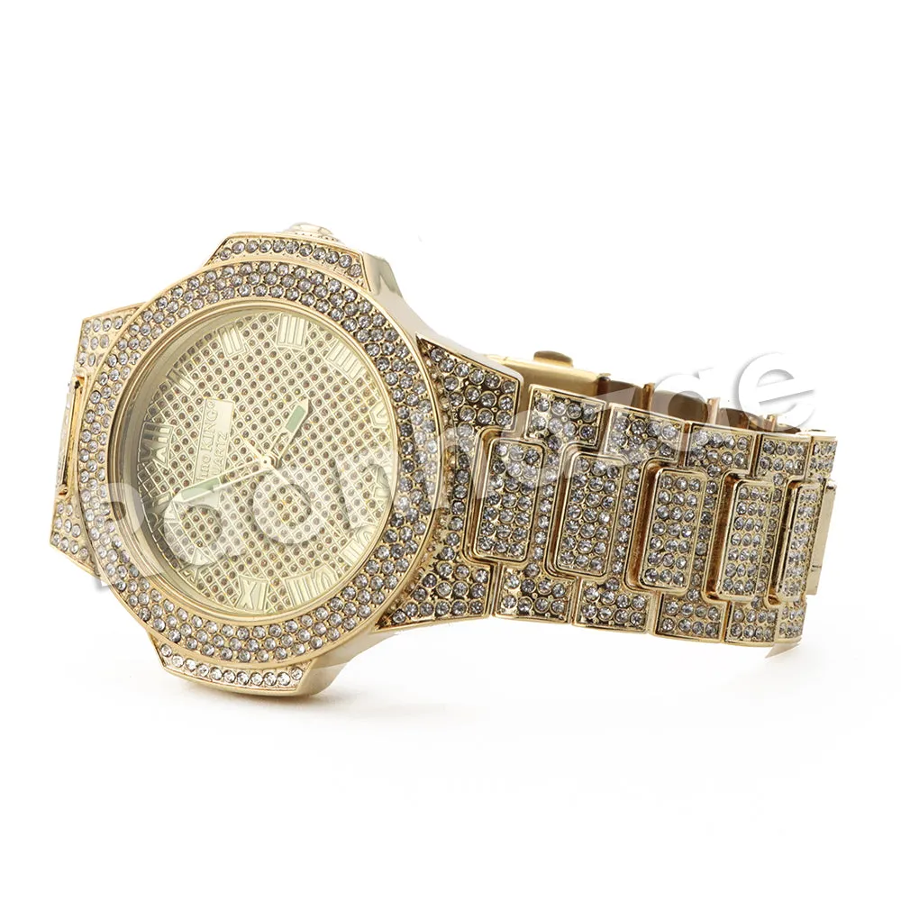 HIP HOP RAONHAZAE ACELO LUXURY GOLD FINISHED LAB DIAMOND WATCH