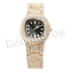 HIP HOP RAONHAZAE FABOLOUS LUXURY GOLD FINISHED LAB DIAMOND WATCH