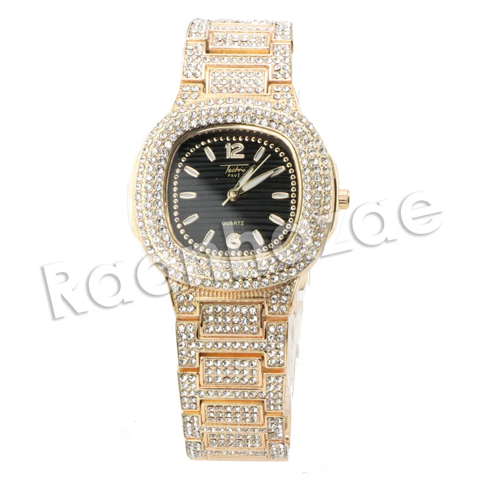 HIP HOP RAONHAZAE FABOLOUS LUXURY GOLD FINISHED LAB DIAMOND WATCH