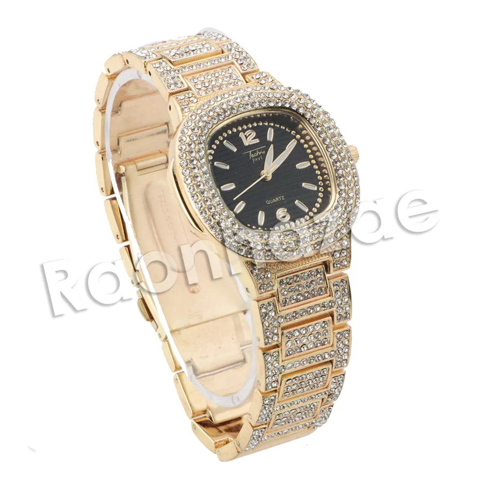 HIP HOP RAONHAZAE FABOLOUS LUXURY GOLD FINISHED LAB DIAMOND WATCH